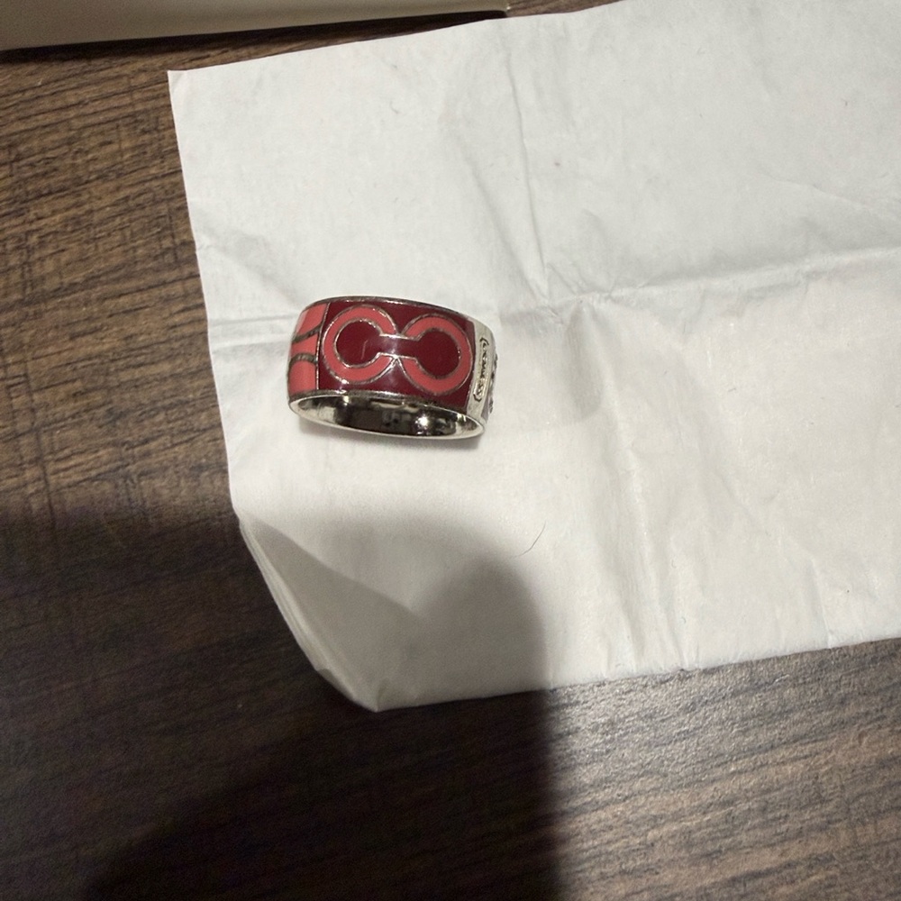 Coach Patchwork Pink Crystal Ombre Signature Ring - Picture 5 of 7